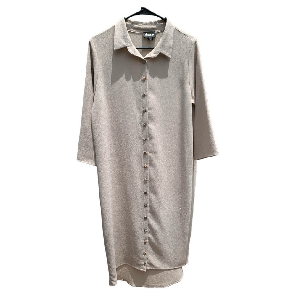 Wukogals Beige Lightweight Textured Shirtdress